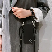 Luxuly Black Wristbands Strap Cord Chain Case For iPhone 13 12 Pro Max X XR XS Max 8 7 Plus 11 SE 6S Necklace Lanyard Rope Cover
