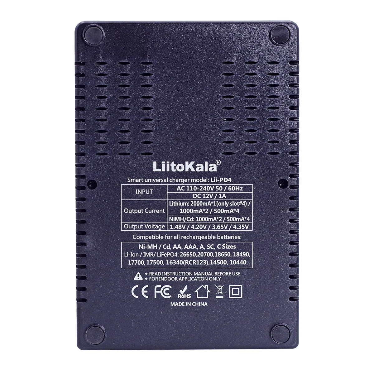 

Liitokala Lii-PD2 PD4 LCD 3.7V / 1.2V / 3.2V / 3.8V NiMH 18650 18350 18500 21700 20700 26650 recharge lithium battery charger