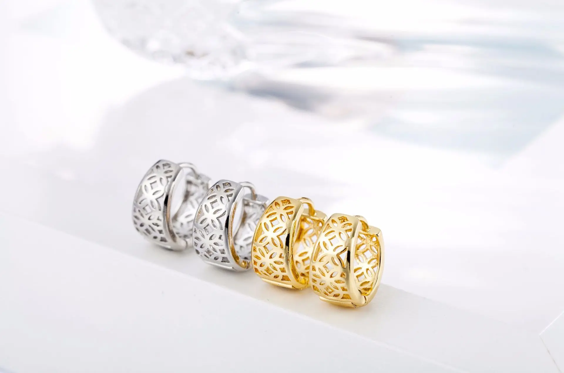 2 Colour Pattern Hollow 925 Sterling Silver Earrings Circle For Women Female Accessories Party Jewelry Wholesale | Украшения и
