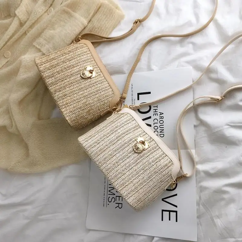 Модные соломенные сумки через плечо переплетение из ПУ искусственной кожи Boho пляжные праздничные женские сумки через плечо