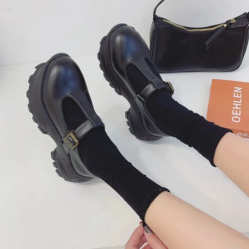 

Small leather shoes female British college style spring new Japanese single shoes thick bottom platform retro Mary Jane shoes