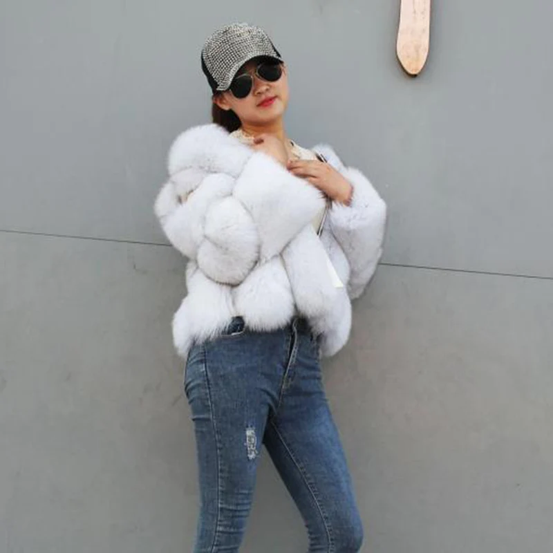 Куртка из 2020 натурального меха женская зимняя теплая шуба лисьего Лисьего |