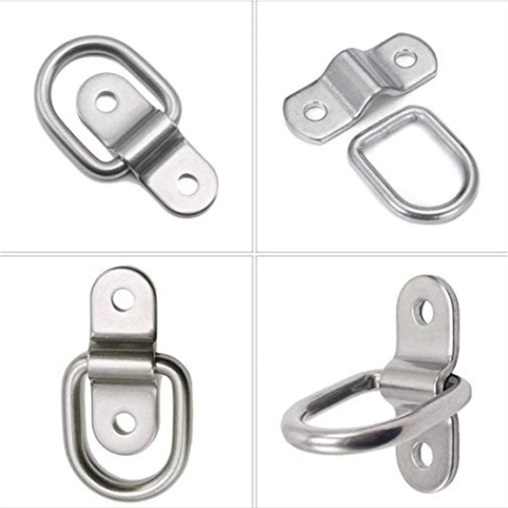 

6pcs Recessed Cargo Control Surface Floor Mount Fastener For Trailer Stainless Steel Hauling Hardware Car D Shape Tie Down Ring