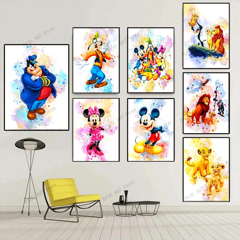 Картина на холсте Disney настенное искусство мультяшный Микки Маус и Дональд Дак