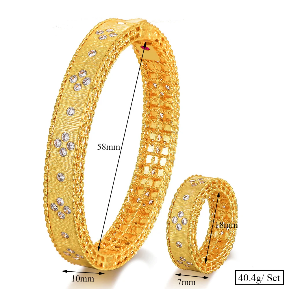 

SISCATHY Retro classic Luxury Bracelet/Ring Micro CZ Zircon Crystal Bridal Wedding Dubai Jewelry Sets 2pcs Trendy Ladies Womens
