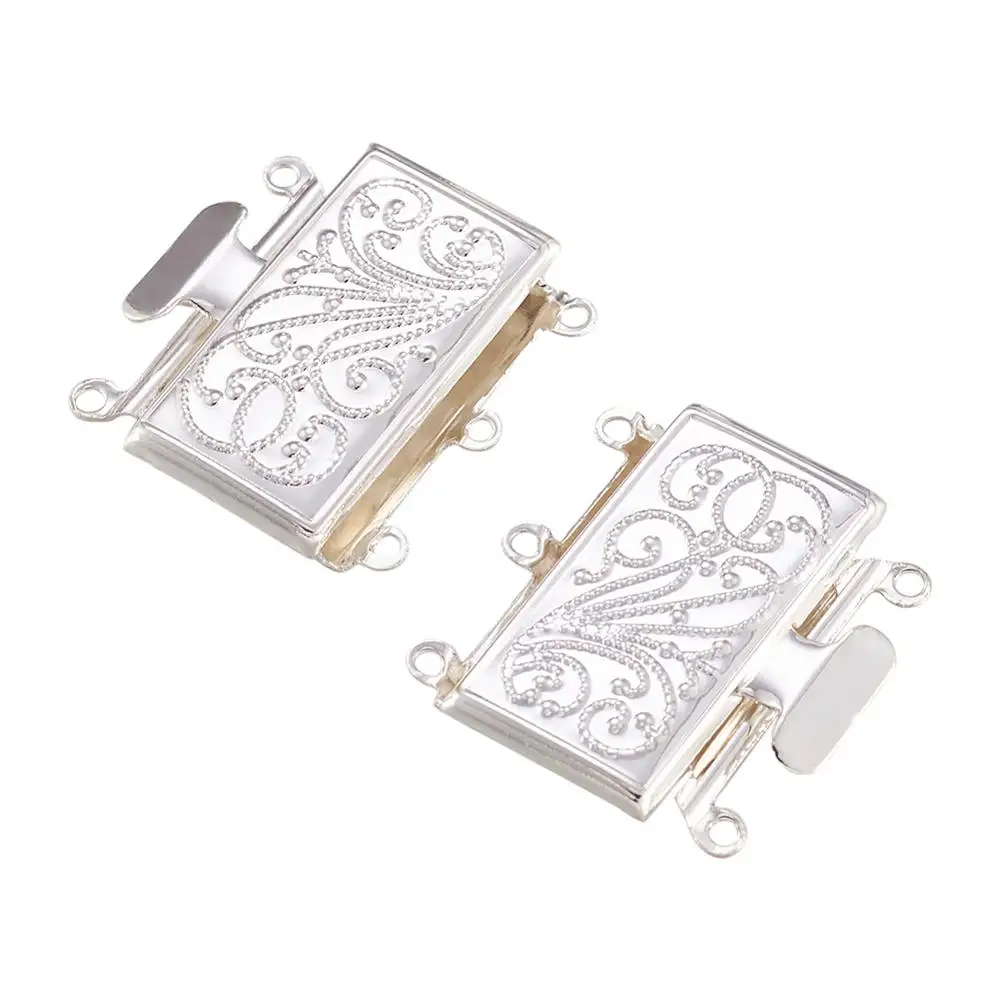 Застежки для ювелирных изделий из латуни 2 комплекта многожильные прямоугольные