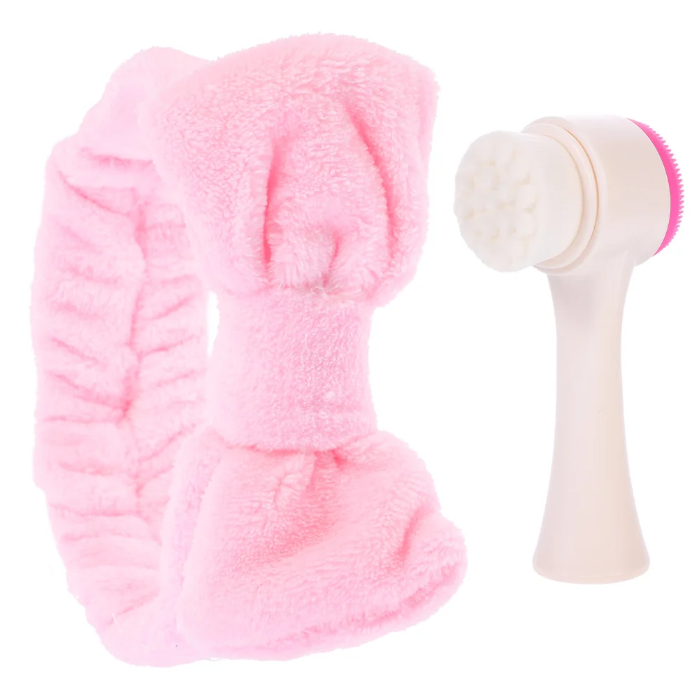 

2Pcs Double-Side Facial Deep Cleansing Brush Scrubber Cleaner with Headband Set