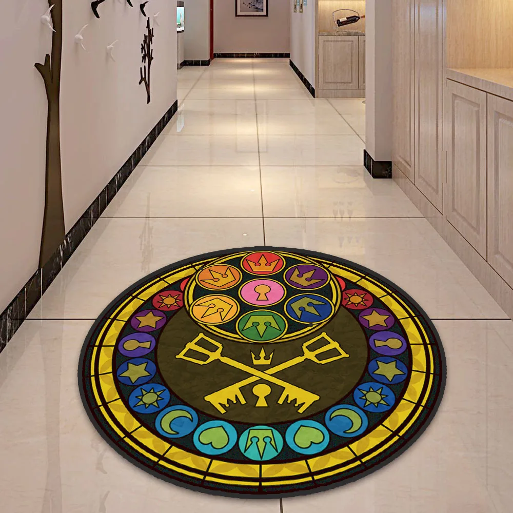 Круглый коврик Kingdom с сердечками стеклянный круглый напольный ковер для дома