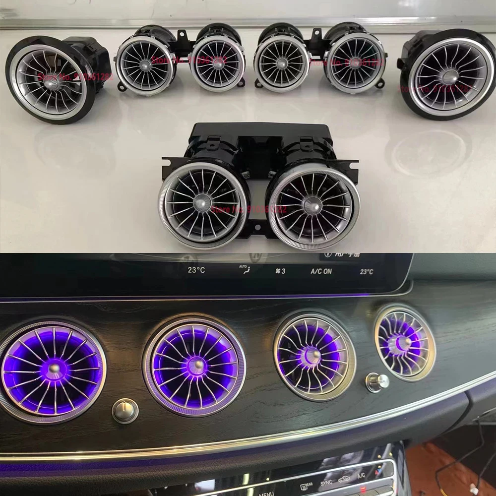 

64 Colors Car LED Air Outlet Vents For Mercedes-Benz C GLC E Class W213 W205 X253 AMG C63 C43 Turbo Type Nozzle Ambient Light