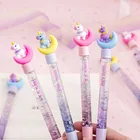 Ручка гелевая с жидкими блестками, милый лунный единорог, нейтральная ручка для украшения подписей, школьные канцелярские принадлежности, подарок