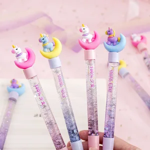 Ручка гелевая с жидкими блестками, милый лунный единорог, нейтральная ручка для украшения подписей, школьные канцелярские принадлежности, подарок