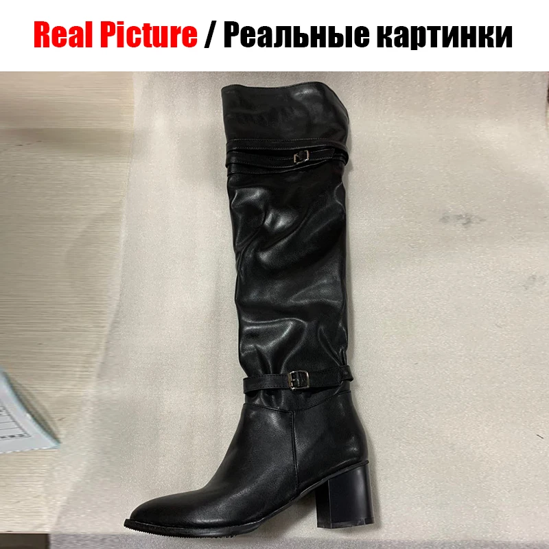 Женские сапоги выше колена BONJOMARISA рыцарские высокие на высоком каблуке большие