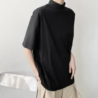 summer mens korean style streetwear vintage turtleneck short sleeve t shirt harajuku male women tees shirts couple t shirt