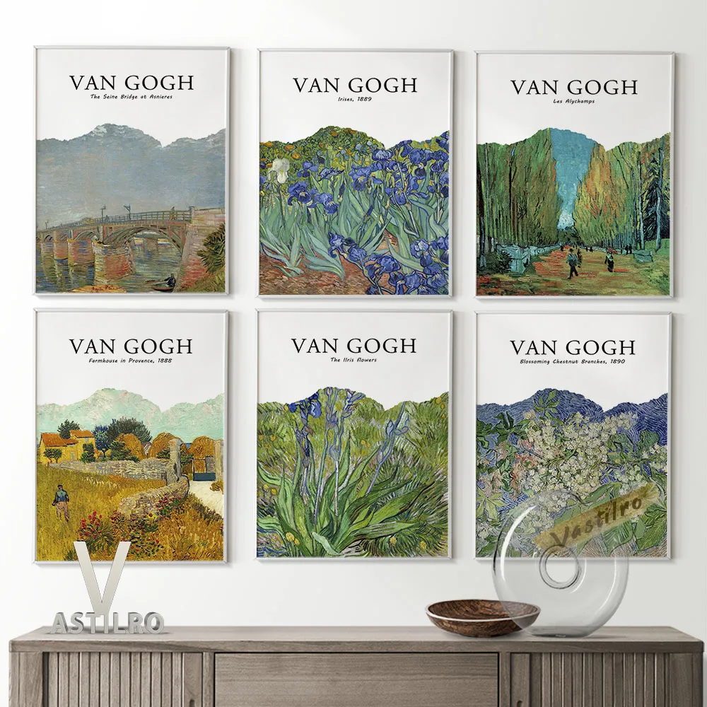 

Vincent Van Gogh Exhibition Museum Poster Botanical Flowers Retro Wall Art Canvas Painting Landscape Illustration Home Decor