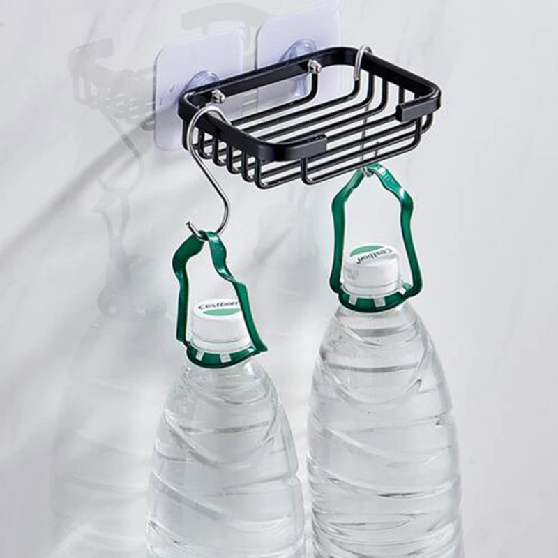 

1 Pc Creative Drill Free Soap Dish Holder Wall Mounted Storage Rack Holder Hollow Type Soap Sponge Dish Bathroom Accessories