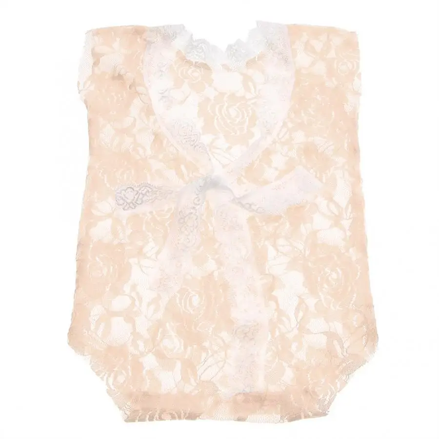 Light Pink Кружевные комбинезоны для новорожденных; реквизит для фотосъемки; Одежда для новорожденных девочек с открытой спиной и бантом; костюмы для фотосессии - Цвет: Light Pink
