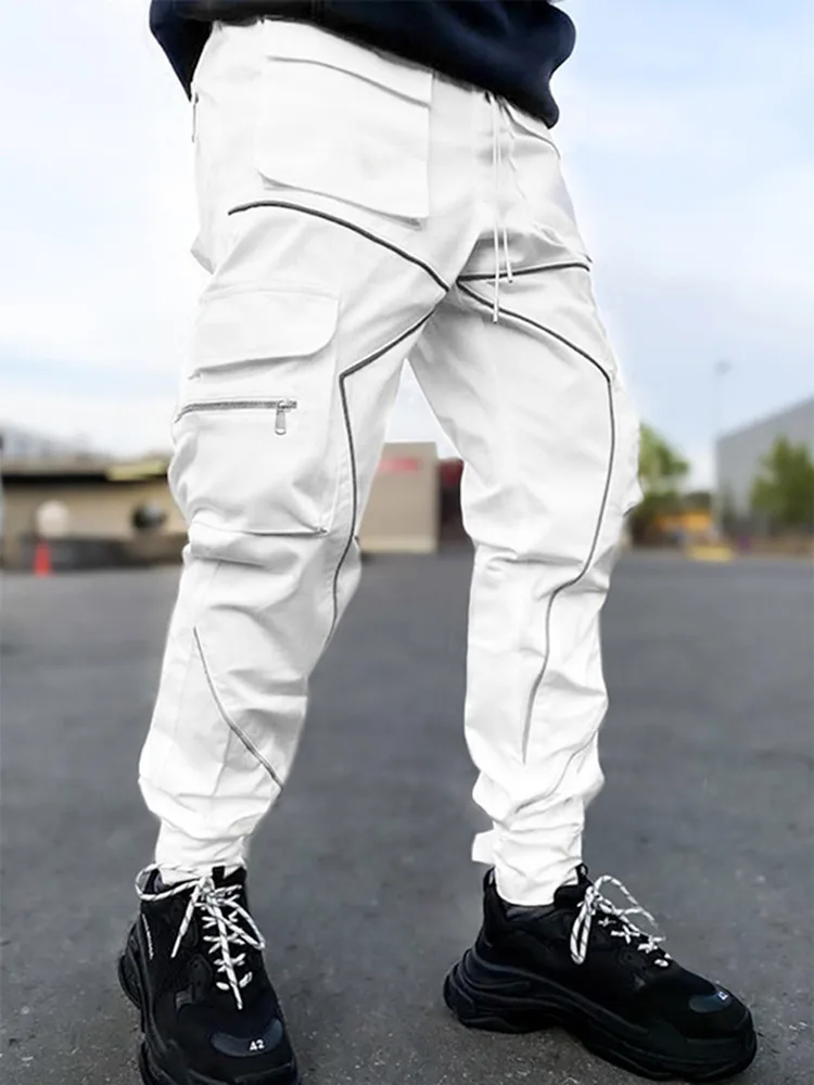 

Autumn New Style Casual Pants Men's Korean Version Multi-Bag Cargo Pants Loose Outdoor Running Luminous Trousers