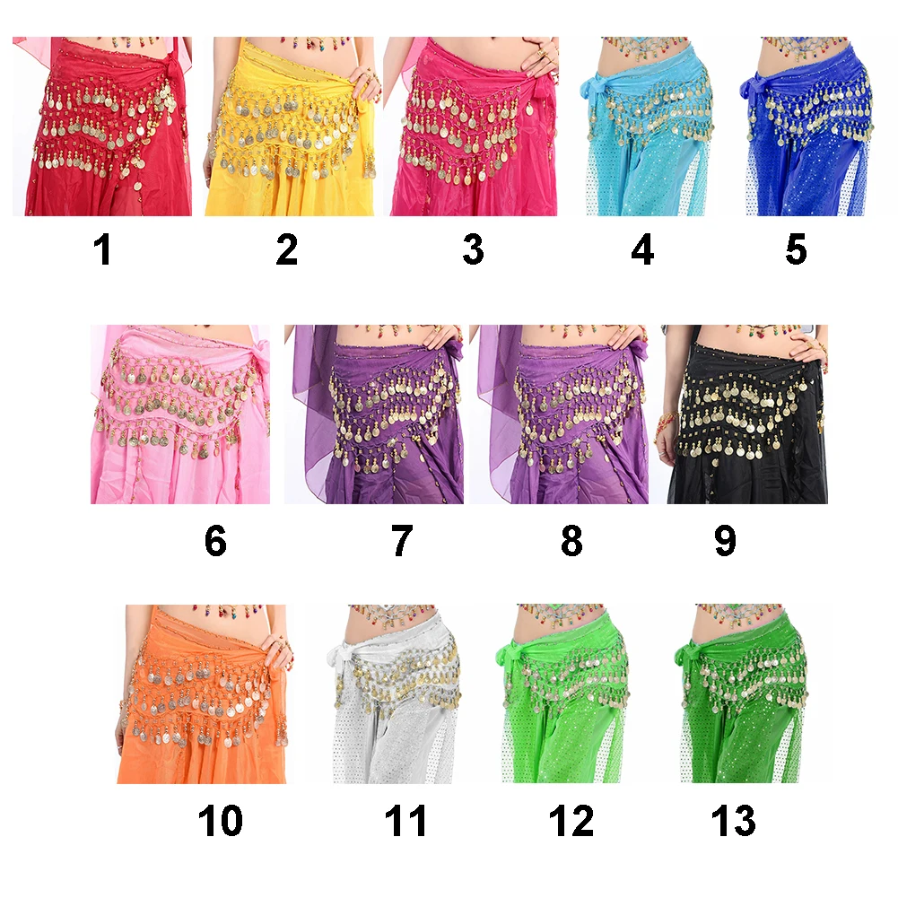Женская юбка для танца живота шифоновая трехрядная 13 видов на выбор|Танец живота|