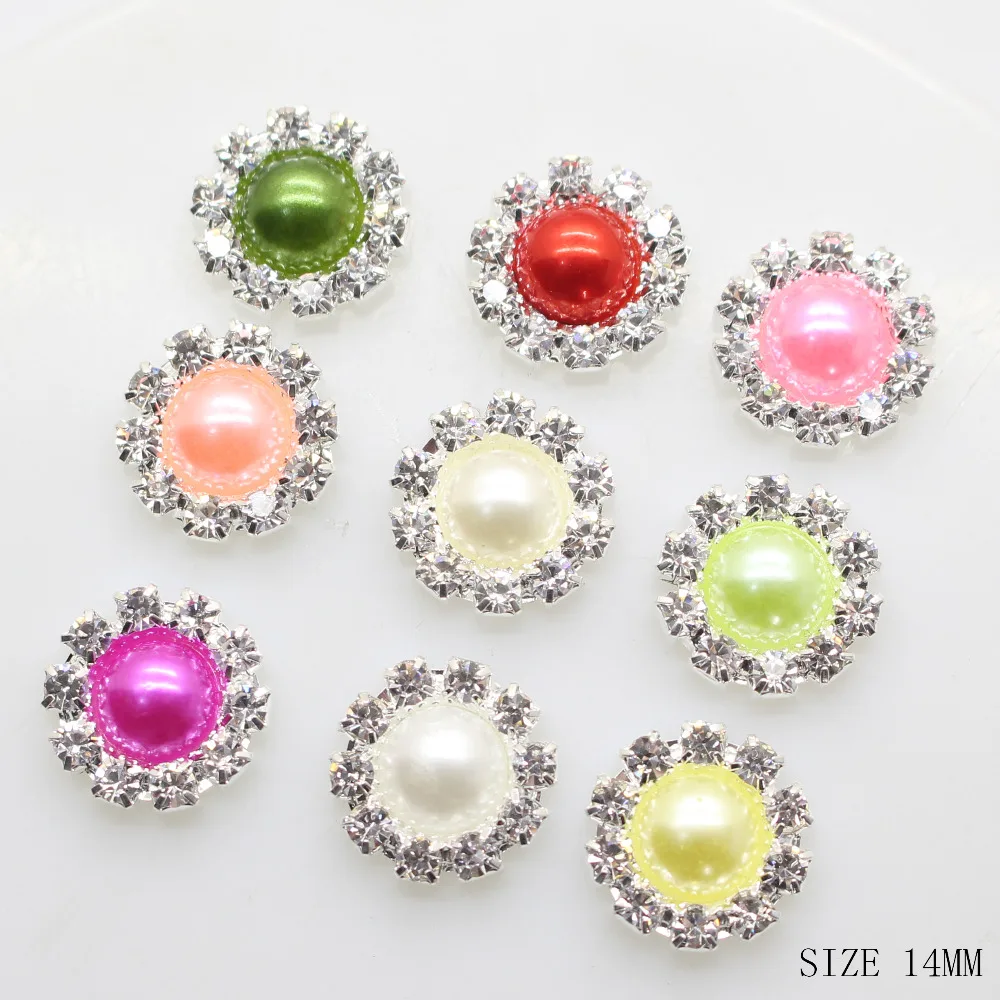 10 шт./14 мм жемчужные свадебные алмазные пуговицы стразы аксессуары для волос