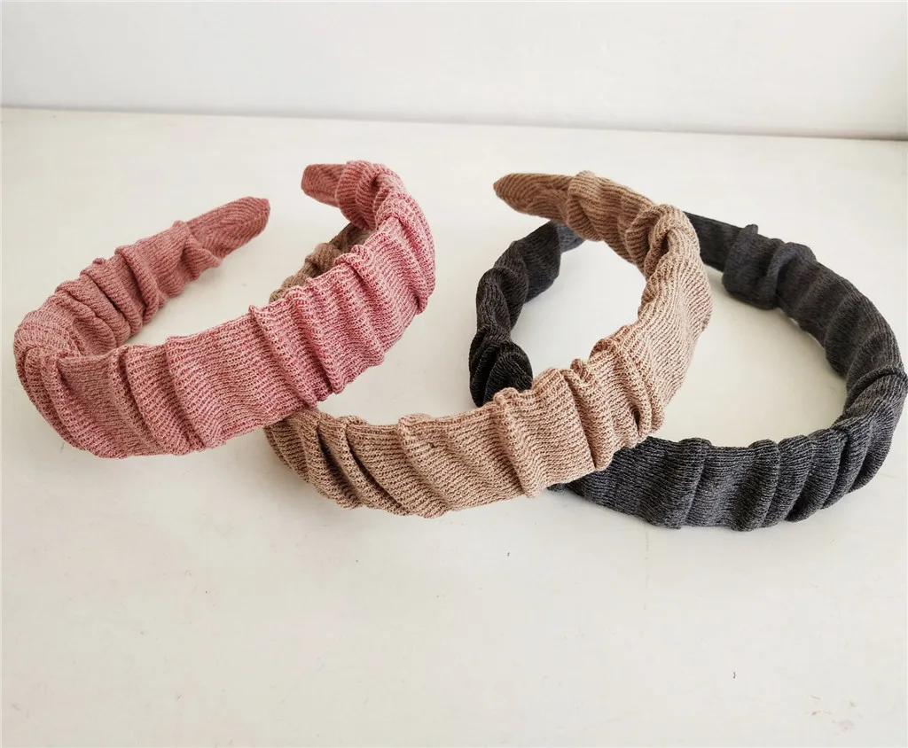 Женский обруч для волос однотонный со складками повседневный украшение в