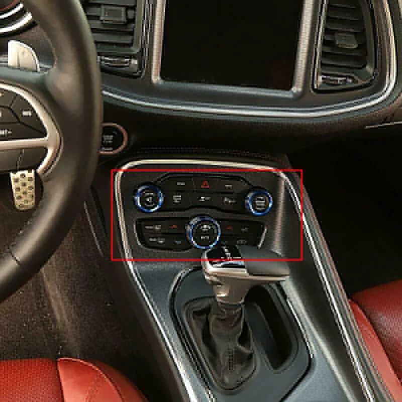 

3Pcs Blue AC Radio Switch Knob Ring Trim Decor Interior Mouldings Cover Fit For Dodge Challenger 2015 2016 2017 2018 2019