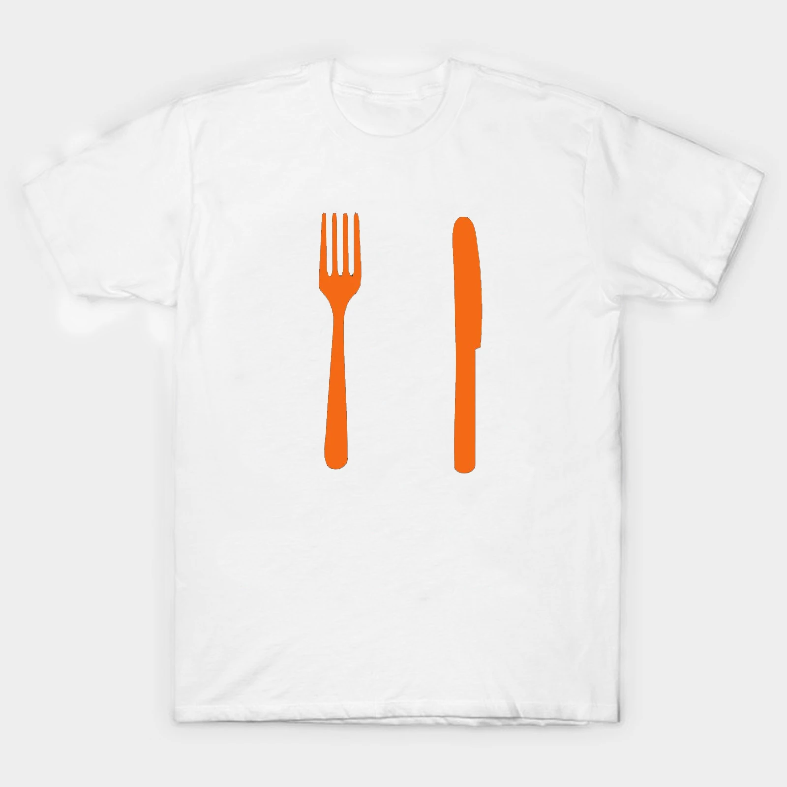 Модная дизайнерская мужская футболка с ножом и вилкой хлопковая модная новые