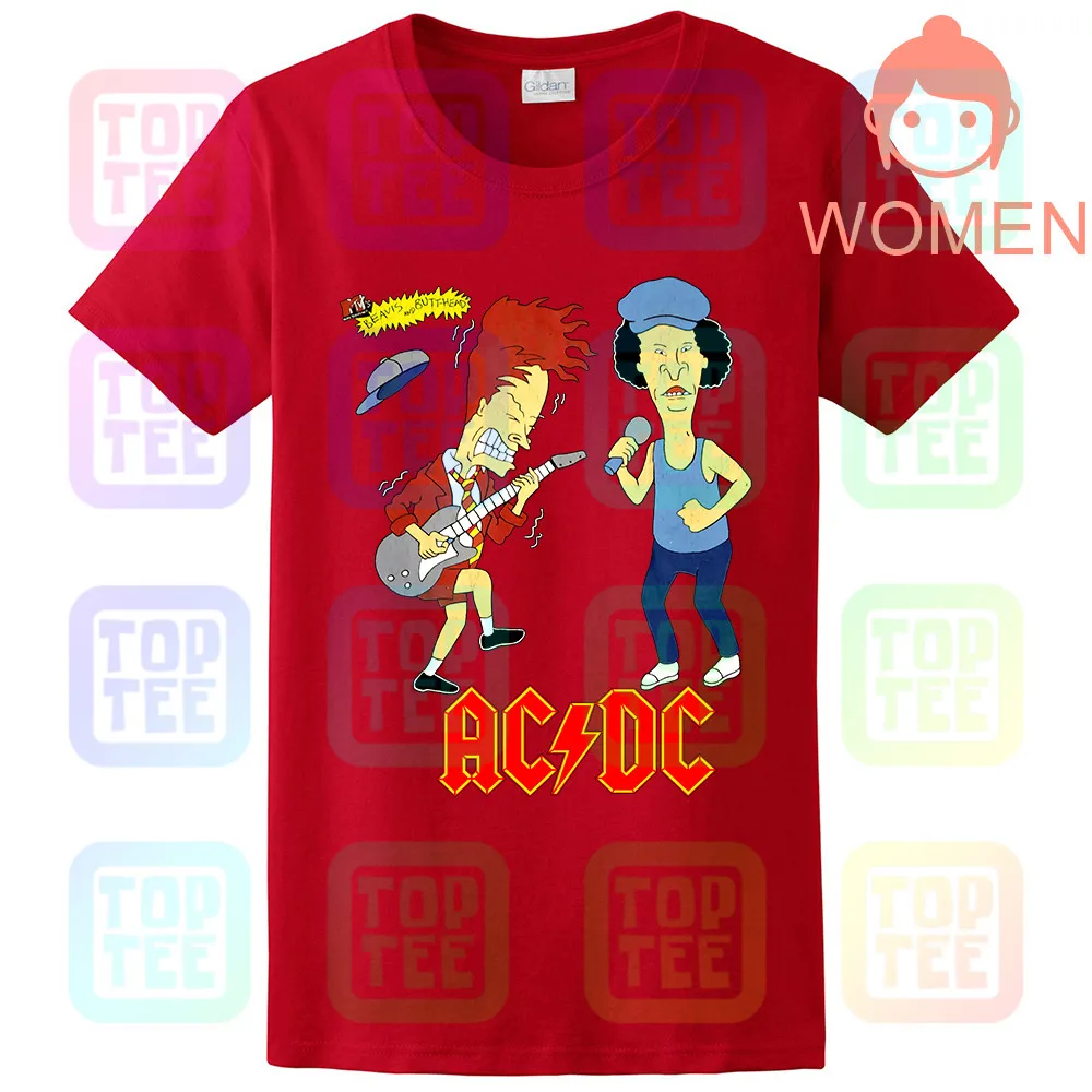 WOMEN-RED Ограниченная серия! 1996 AC/DC Beavis and Butthead футболка тяжелый хлопок США размер - Цвет: WOMEN-RED