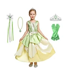Детский нарядный костюм тианы на Хэллоуин, для девочек, принцессы, для вечевечерние, косплея, аксессуары для детей, подарки на день рождения От 4 до 12 лет