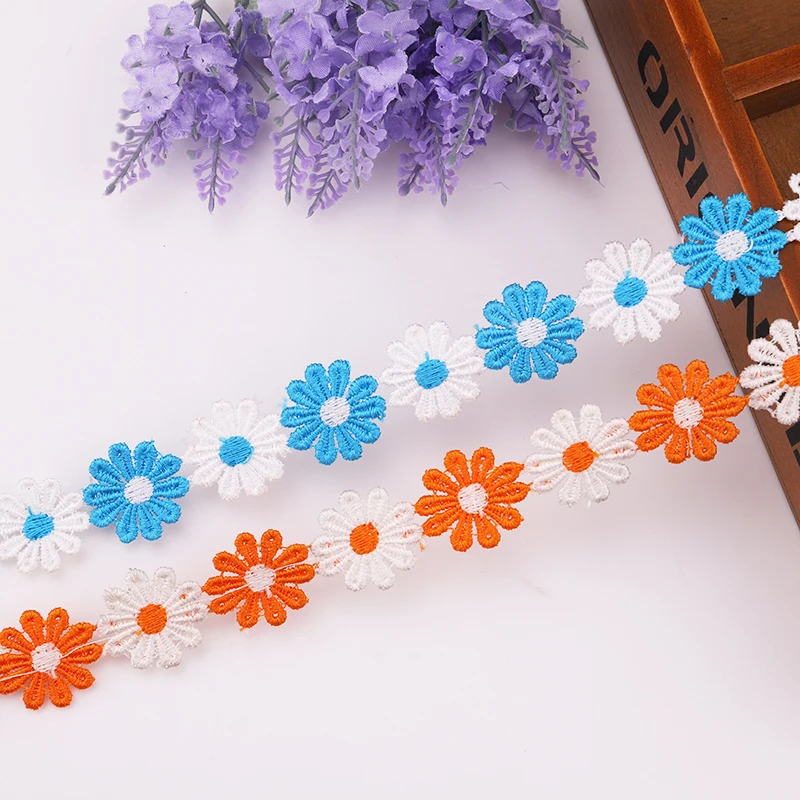 

2yards Two-color Small Petals Daisy Polyester Lace Trim Ribbons Garment Accessories DIY Handmade Sewing Sunflower lace