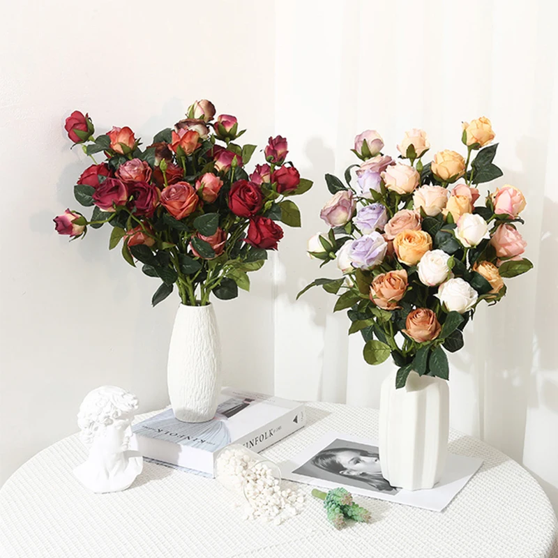 

Exquisite Beautiful Home Decoration Wedding Decoration Simulation 3 Austin Roses Artificial Flowers Wedding Flowers Bouquets