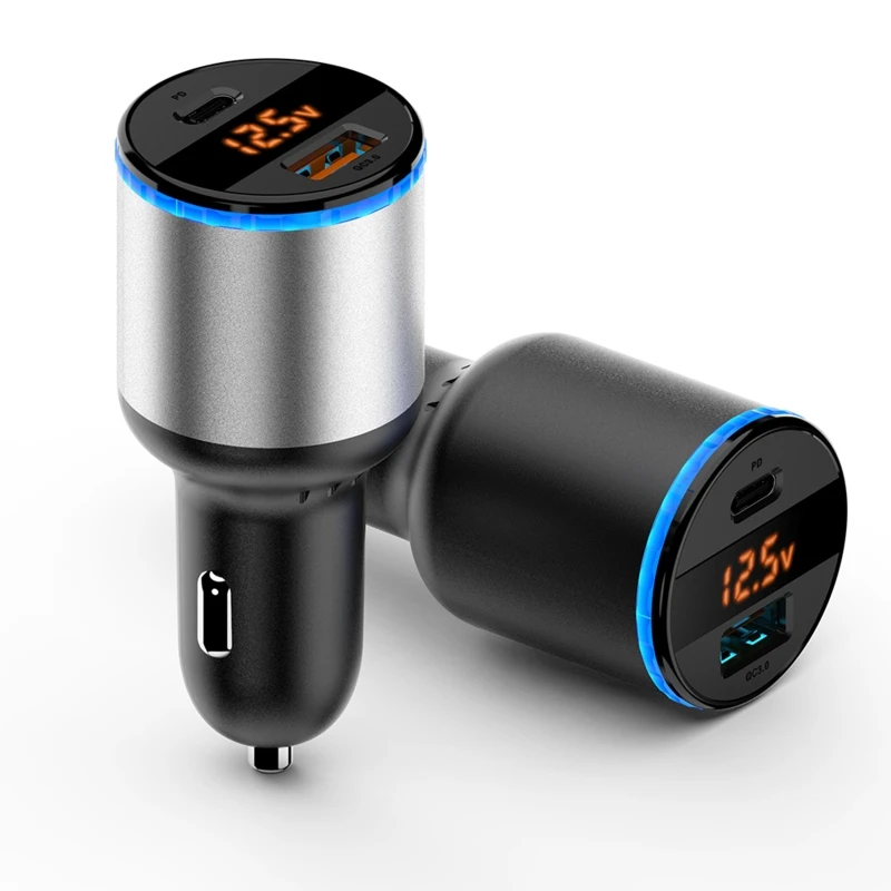 

65W PPS PD3.0 PD2.0 SCP FCP QC3.0 QC2.0 Car Charger USB Type C 2 in 1 Dual Port PD Smart Fast Charging For Laptop Phone