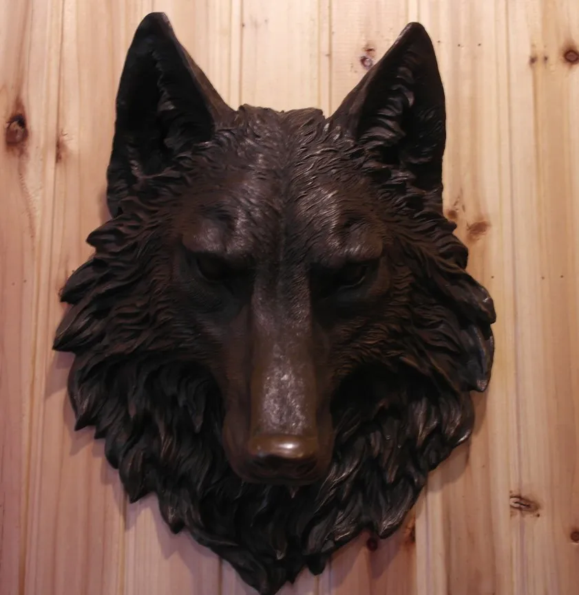 

40 см большая бронзовая рельефная скульптура настенная подвесная искусство голова Волка статуя Европейский Декор отеля