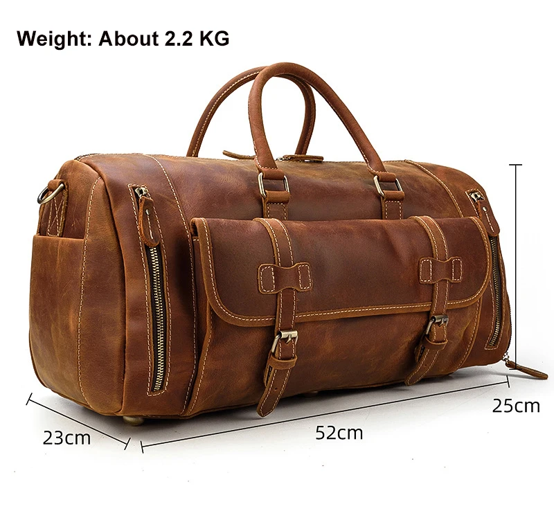Light Brown( 52cm) MAHEU модные сумки для мужчин из натуральной кожи дорожные Duffles дорожные сумки на плечо для ноутбука из натуральной коровьей кожи ручные сумки для багажа - Цвет: Light Brown( 52cm)