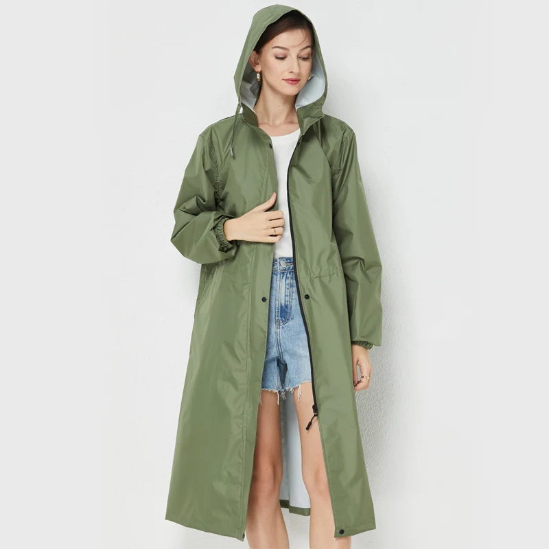 

Raincoat Waterproof Mid Length Adult Full Body Weatherproof Fashion Jacket Outdoor Hiking Men And Women Windbreaker Raincoat Br