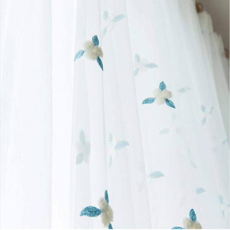 Пасторальные стерео вышитые прозрачные шторы с 3D цветами для гостиной экрана