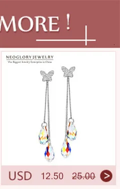 Neoglory Ювелирные изделия, модные серьги с прозрачными кристаллами в виде бабочек для женщин Новинка, украшенные кристаллами Swarovski