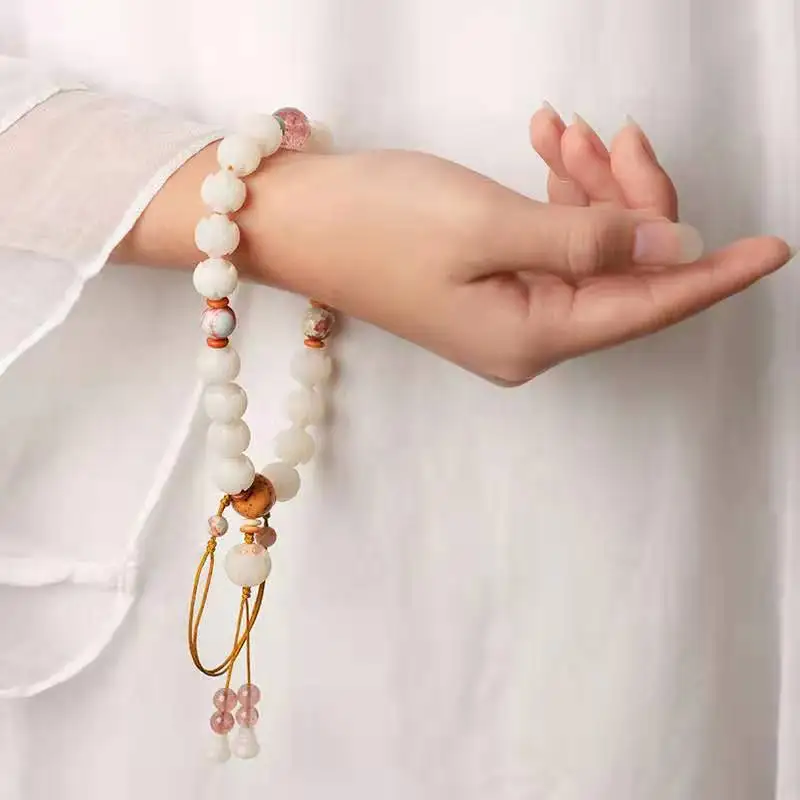 

New vintage Bodhi root carved lotus bracelet Qing Gong 18zi pendant high quality exquisite customized gift