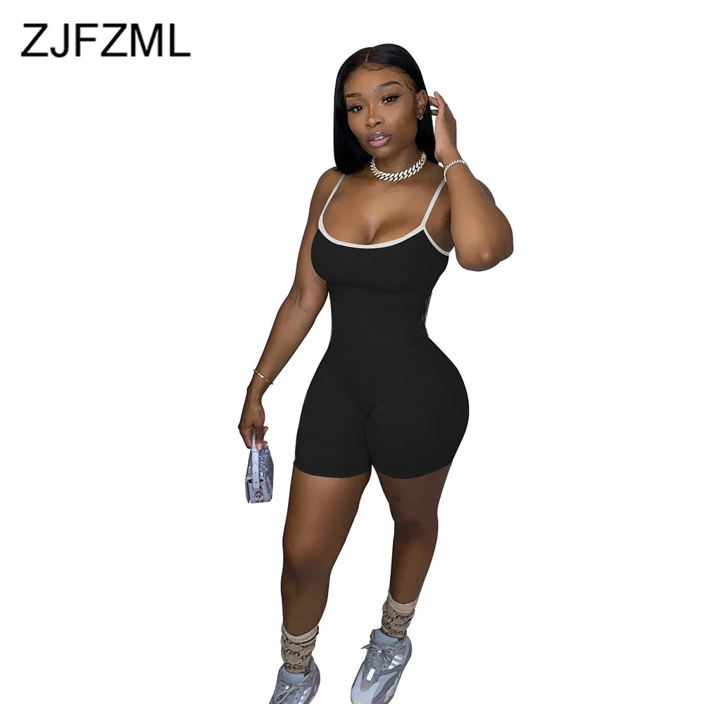 

Sleeveless Backless Fitness One Piece Overall Women Spaghetti Strap Stretch Skinny Playsuit Summer Solid Club Party Slim Romper