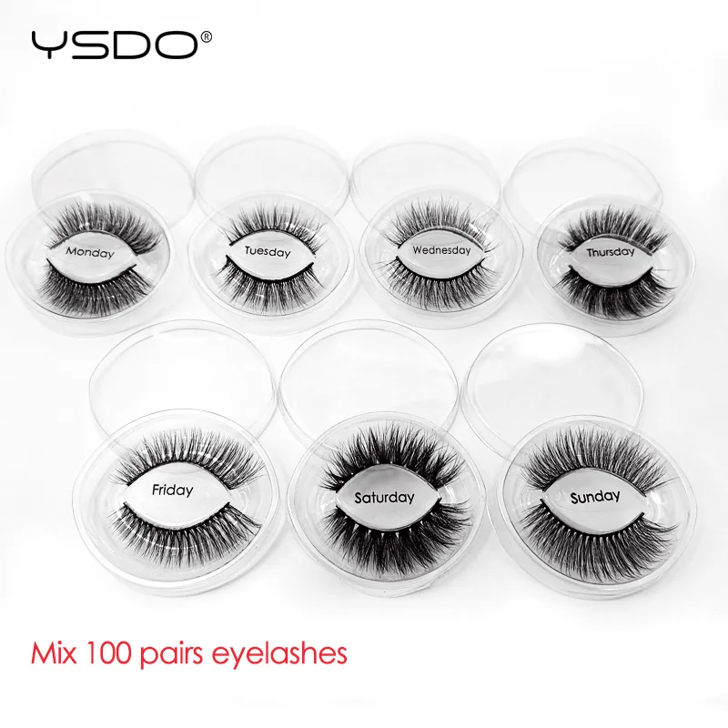 Mix 100 pairs YSDO ресницы серо-коричневого цвета, торговля 30/40/50/100 пар Накладные ресницы в естественном стиле 3d норковых ресниц драматический ресницы «maquiagem» lashes - Цвет: Mix 100 pairs