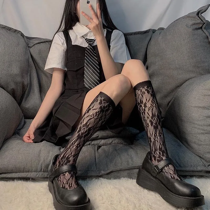 Новинка черные белые прозрачные кружевные сетчатые Гольфы принцессы женские