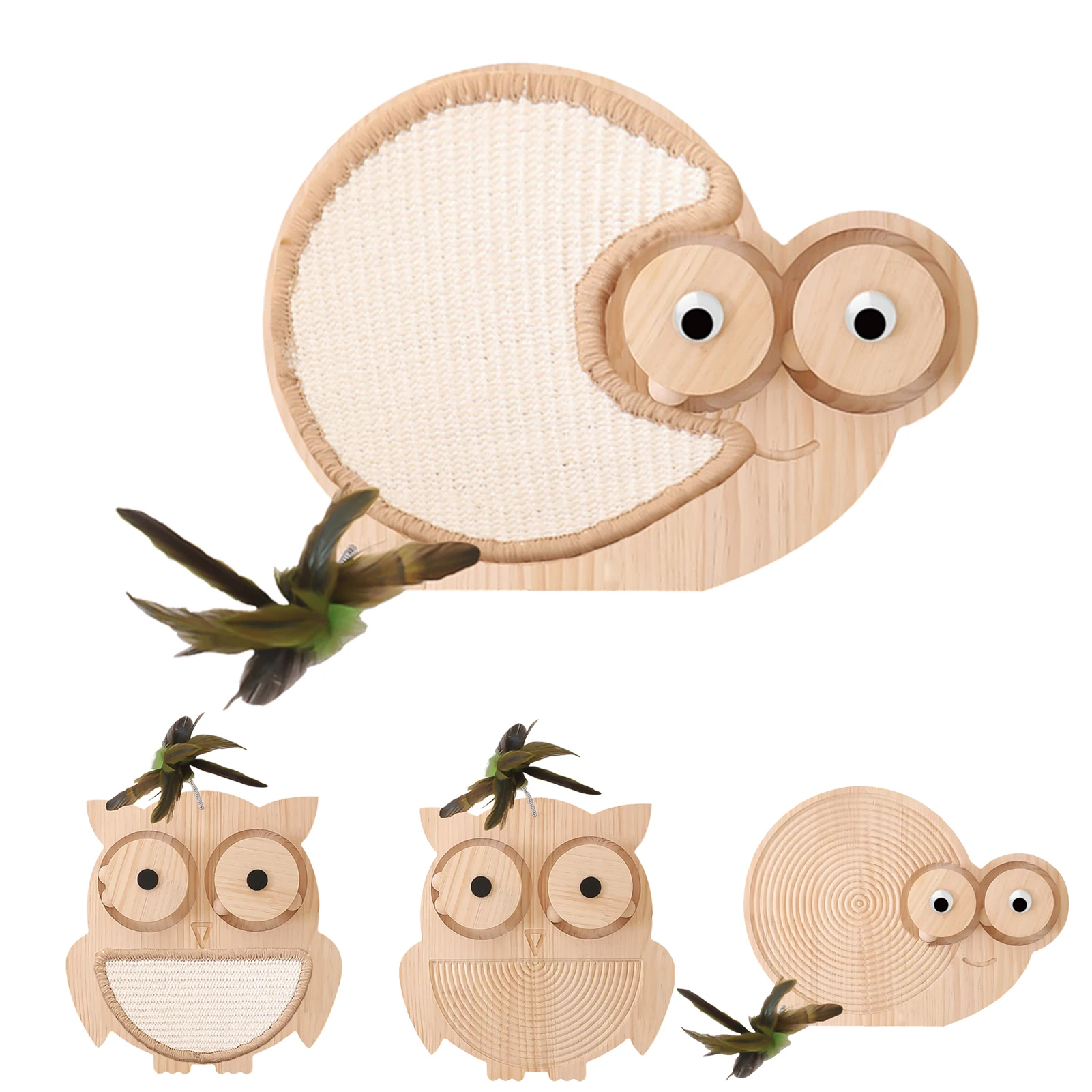

Animal Shape Claws Care Cat Scratching Board Snail Playing Floor Multifunctional With Shuttlecock Home Pet Toy Durable Sofa Owl