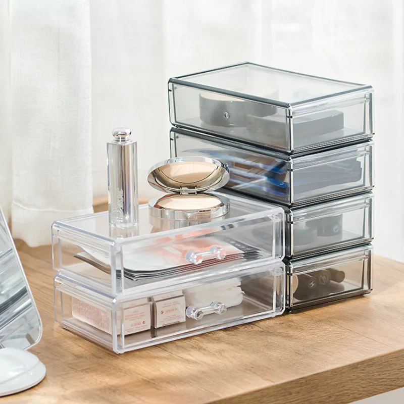 

Hot Selling Acrylic Multifunctional Transparent One-piece Cosmetic Box Drawer Type Jewelry Cosmetics Storage Organizer Holder