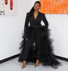 Женская длинная юбка-пачка из тюля, черная юбка со съемным шлейфом, оборками и многоярусной юбкой с запахом, выполненная на заказ эластичная юбка-пачка для невесты