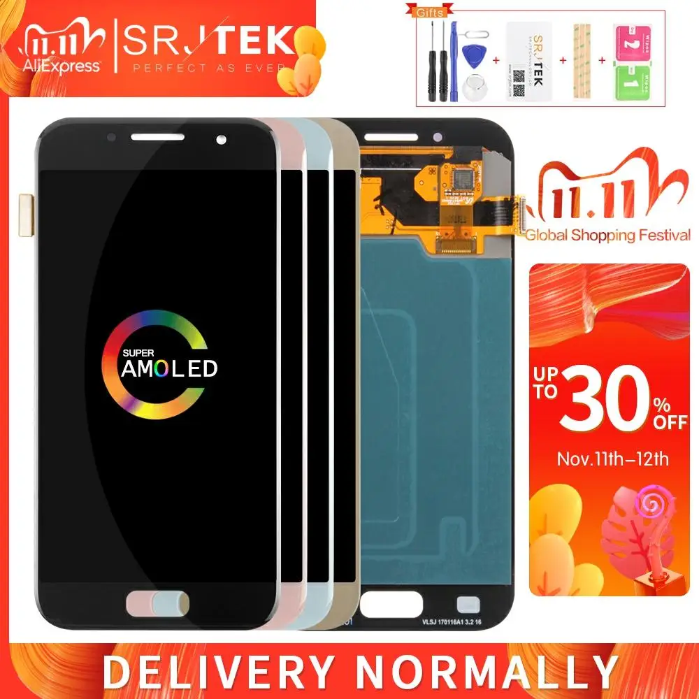 AMOLED A320F ЖК дисплей для Samsung A3 2017 сенсорный экран дигитайзер сенсорная рамка Galaxy A320