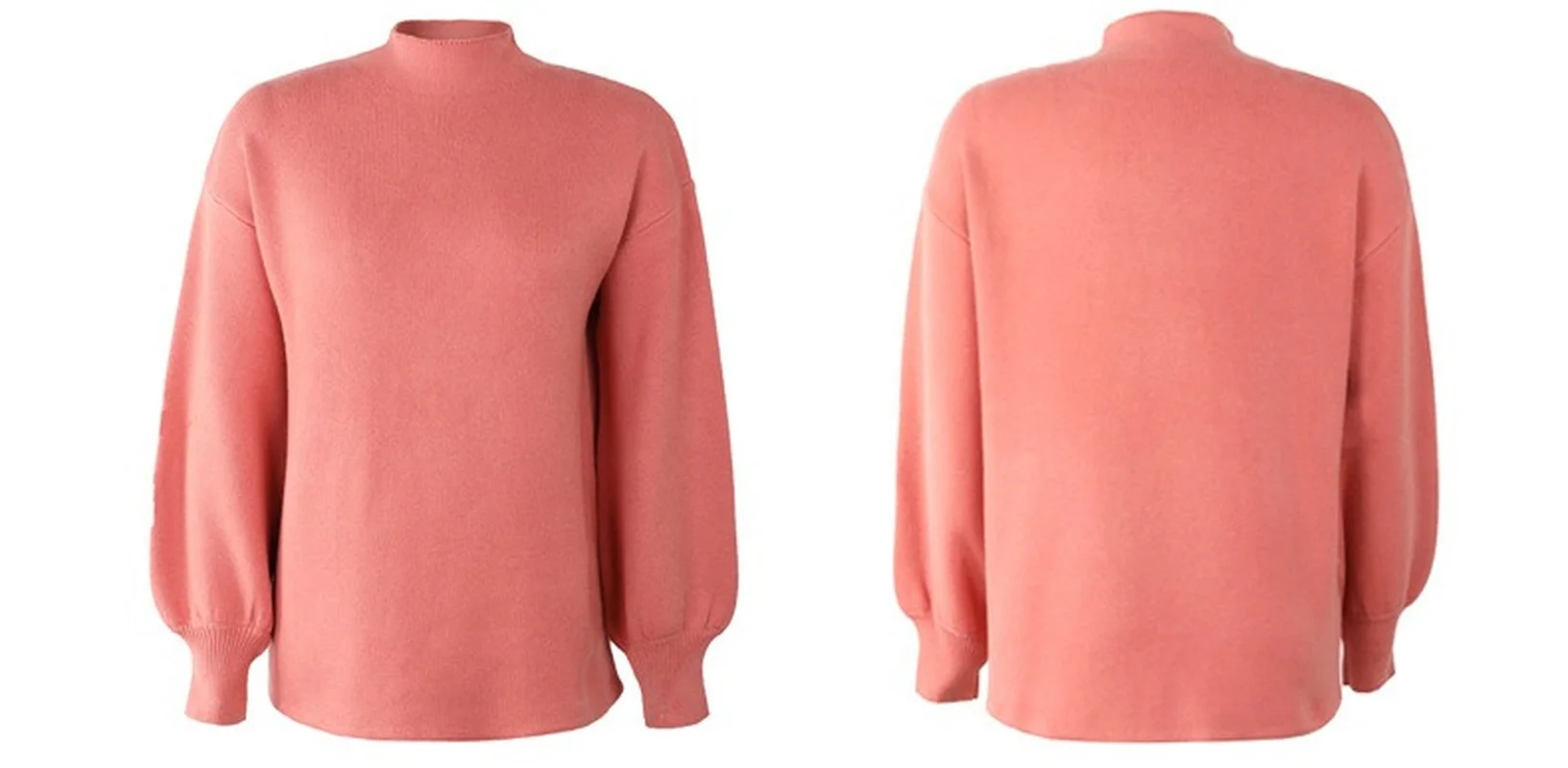 

Kalenmos Pure Color Women Sweater 2020 Autumn High Collar Lantern Sleeve Casual Straight All-match Fashion Sweaters Woman