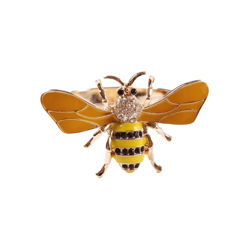 6PCS Yellow Bee Design Metal Napkin Ring Towel Buckle Holder Wedding Party Holiday Hotel Table Decoration | Дом и сад