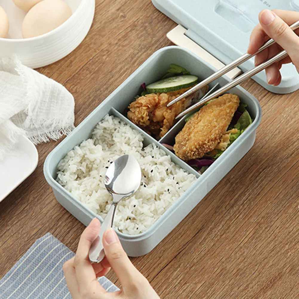 3 сетки переносная коробка для ланча с для ложки и палочек Microwavable ящик для хранения еды порционная коробка Bento для хранения еды контейнер для ланча коробки для хранения