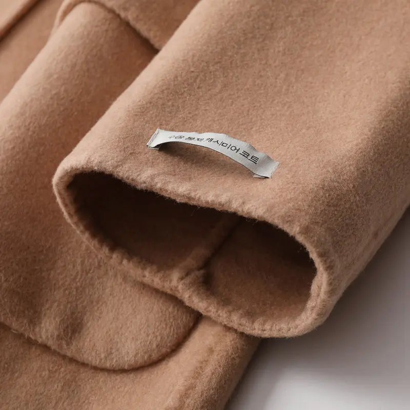 Женское длинное кашемировое пальто свободное однотонное из 100% шерсти