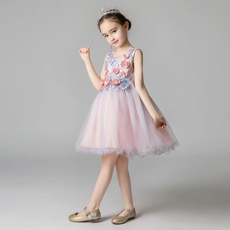 Свадебное платье принцессы с цветочным узором для маленьких девочек вечерние