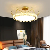 modern simple new crystal crown chandelier bedroom lamp living room study master bedroom light luxury crown chandelier lamp
